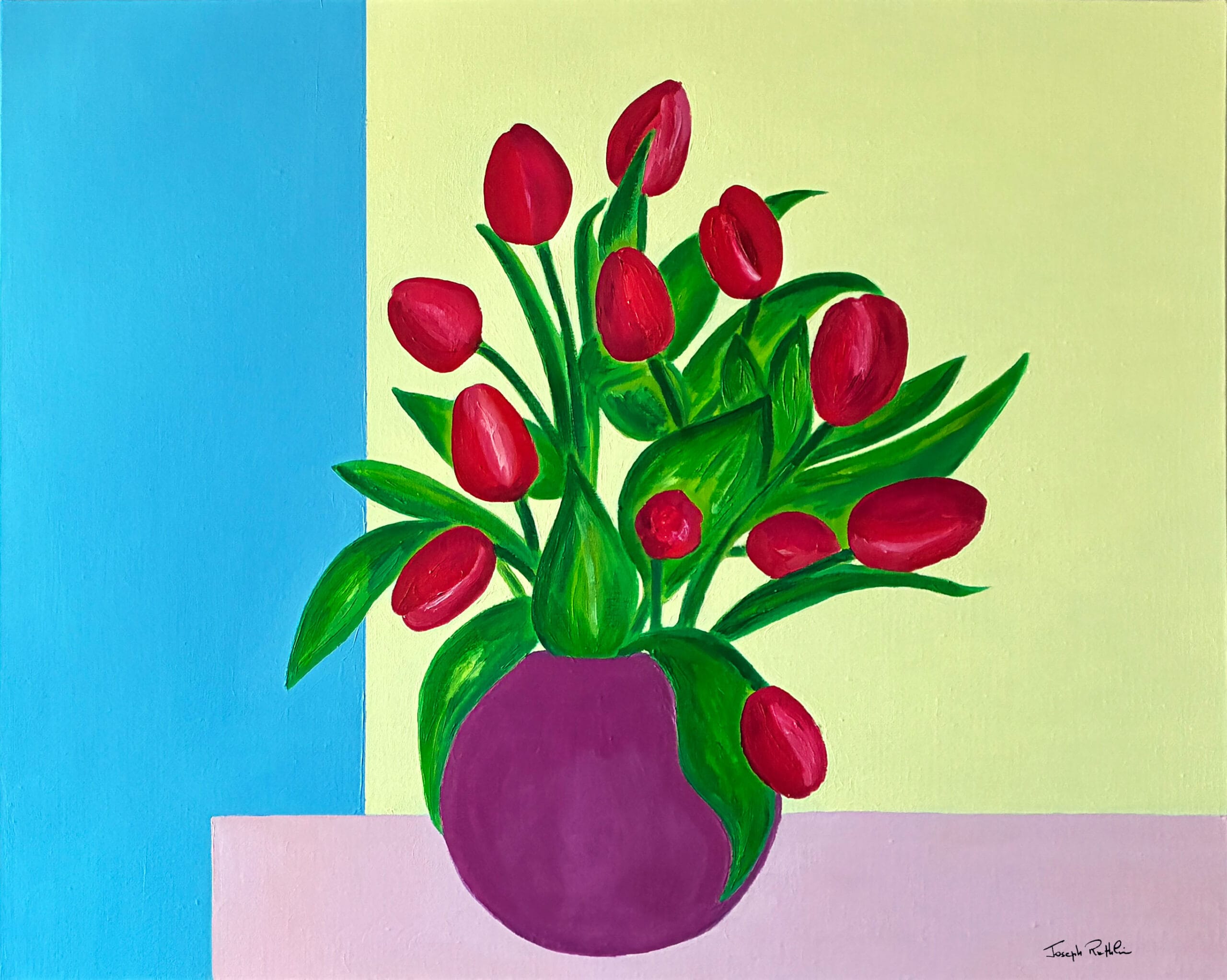 Nature morte aux tulipes rouges